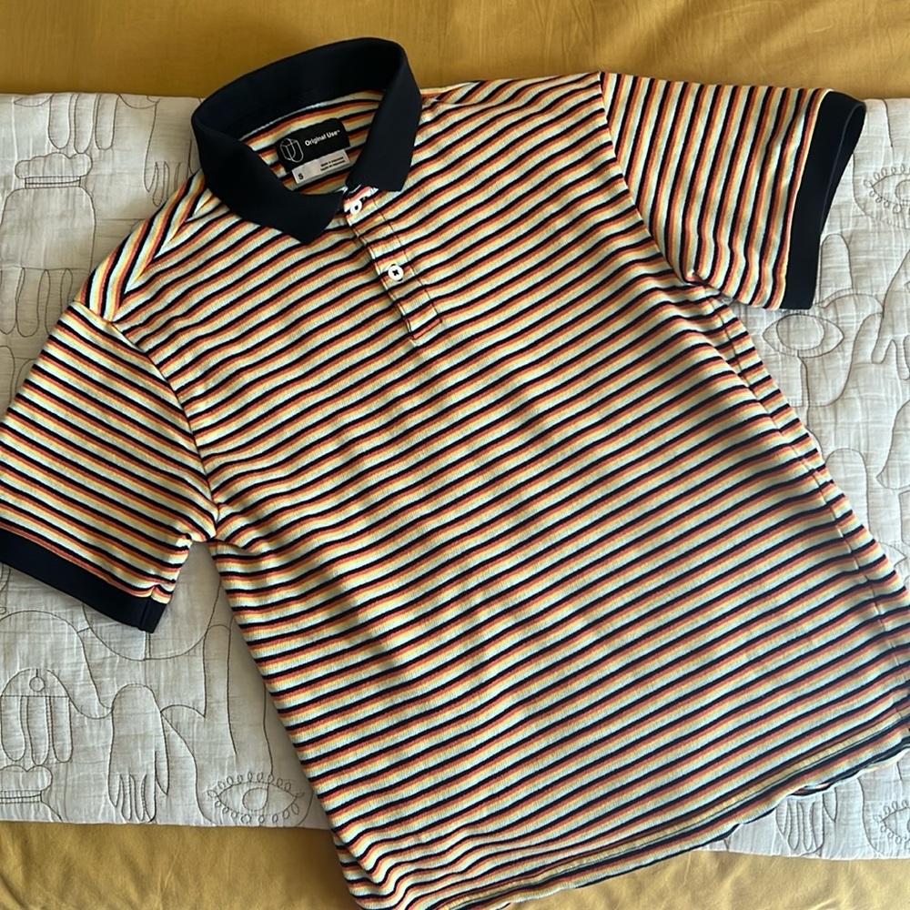 Striped Knit Short Sleeve Polo